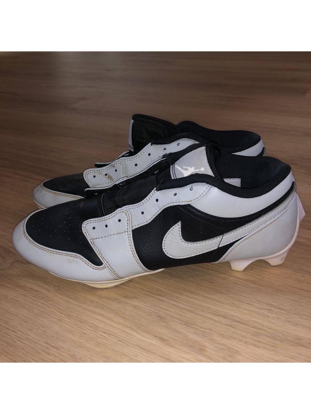 NIKE JORDAN 1 LOW TD SHADOW GRAY BLACK WHITE BASEBALL FOOTBALL CLEATS MENS SZ 12